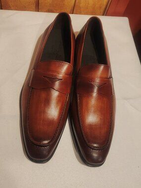 Massimo Matteo Ponte Vecchio Penny Slip-On Loafers Cognac Size 7.5M